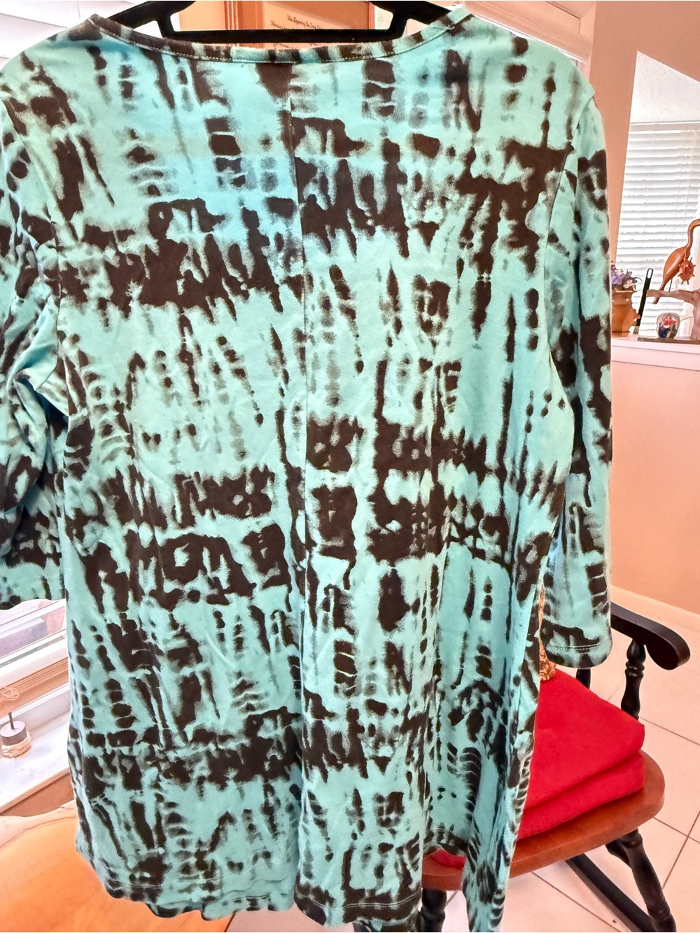 Woman Within Aqua and Black Tie-Dye Scoop Neck Tunic